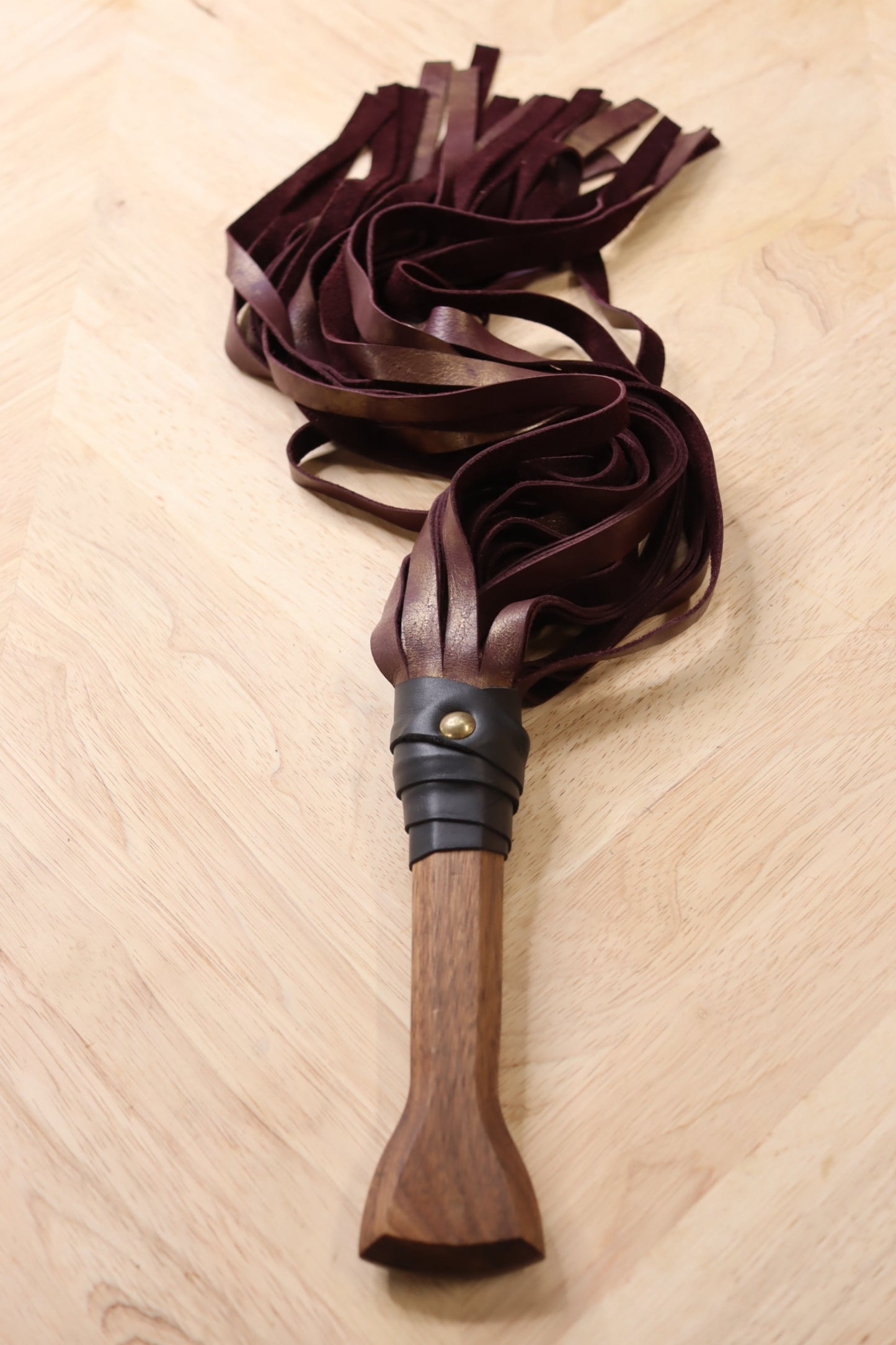 Walnut Flogger w/ gilded red tails