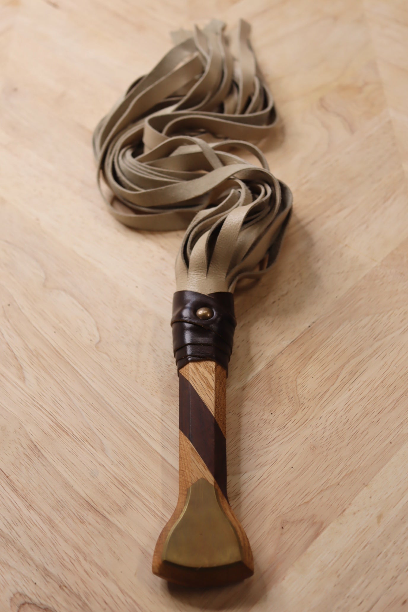 Walnut & Oak Flogger w/ white tails